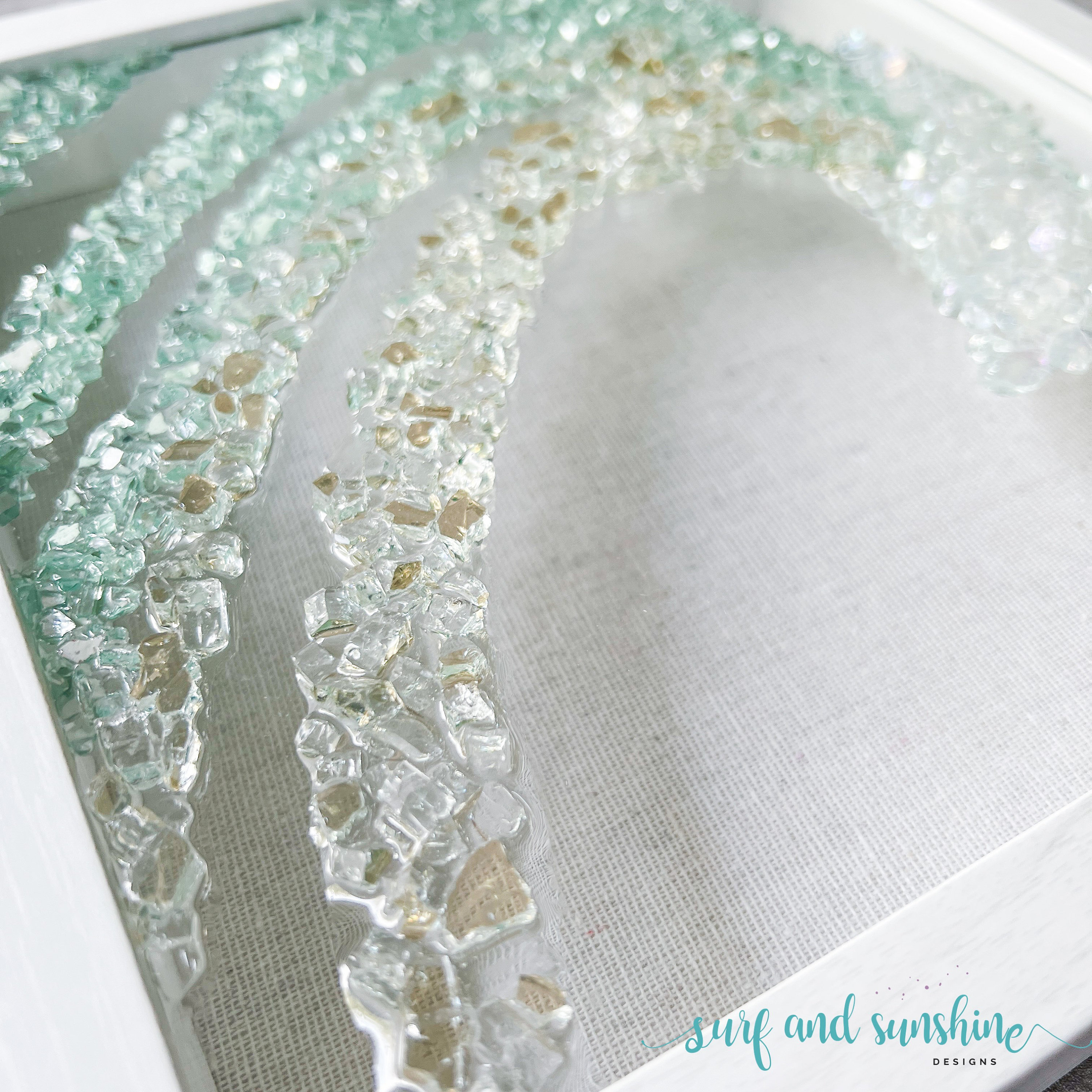 Handmade Ocean Wave Crushed Glass Art | Coastal Decor | Beach Art ...