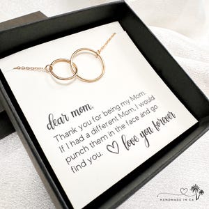 Liebe Mama Lustige Halskette | 14K Gold Filled ineinander verschlungene Kreise | Geburtstagsgeschenk | Weihnachtsgeschenk