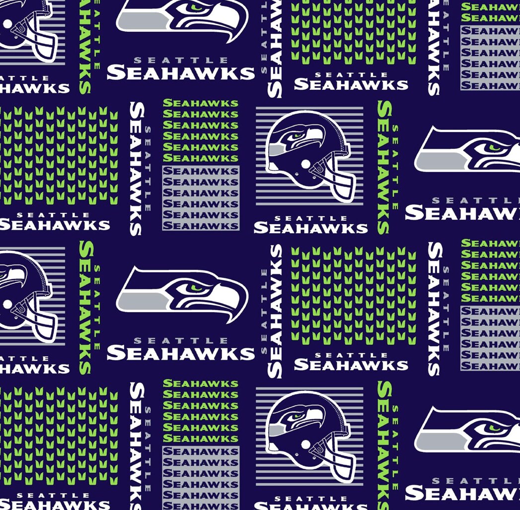 RARE Seattle SEAHAWKS NFL Football 100 Cotton Fabric ships Etsy