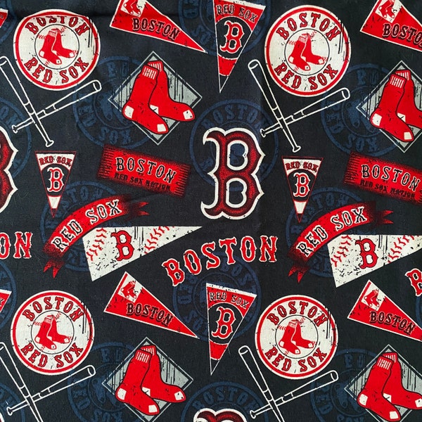 MLB. Boston RED SOX Vintage Baseball Stadium Licensed 100% Cotton Fabric **Ships from California ##Click Item Details