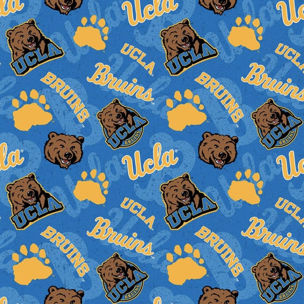 RARE. UCLA Bruins College Football Licensed 100% Cotton Fabric **Ships from California ##Click Item Details