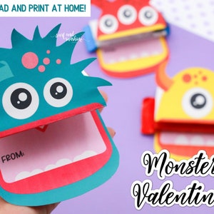 Amour Monstre Saint Valentin | Artisanat imprimable | Amusant pour les enfants | Téléchargement instantané