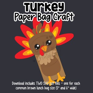 Paper Bag Turkey Craft Pattern Template | SVG Cut File + PDF Printable ...