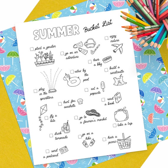 Summer Bucket List Printable Instant Download and Print at - Etsy