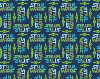 NEW. Disney Star Wars Mandalorian Baby Yoda Grogu The Child Logo 100% Cotton Fabric **Ships from California ##Click Item Details