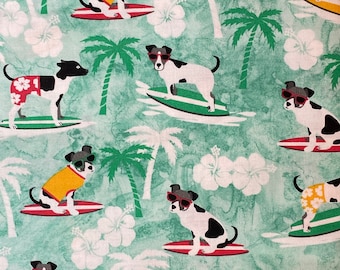 Surfing Dog Fabric Etsy