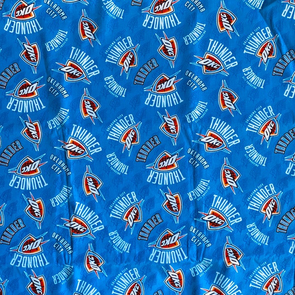 Oklahoma. City Thunder Basketball NBA Licensed 100% Cotton Fabric ***Ships from California ##Click Item Details