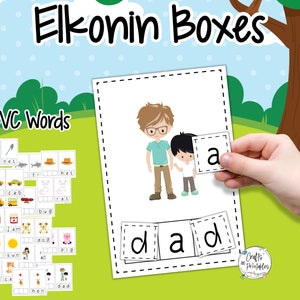 Elkonin Box | Sound Box Printable Activity Set of 20 CVC Words | Instant Download