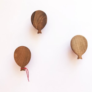 Balloon Children hanger for entryway, coat hook from walnut, oak or maple wood for nursery or room