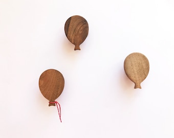 Balloon Children hanger for entryway, coat hook from walnut, oak or maple wood for nursery or room