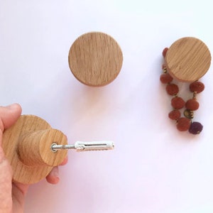 Round wall hooks as a coat and bag, minimal entryway coat organizer image 5