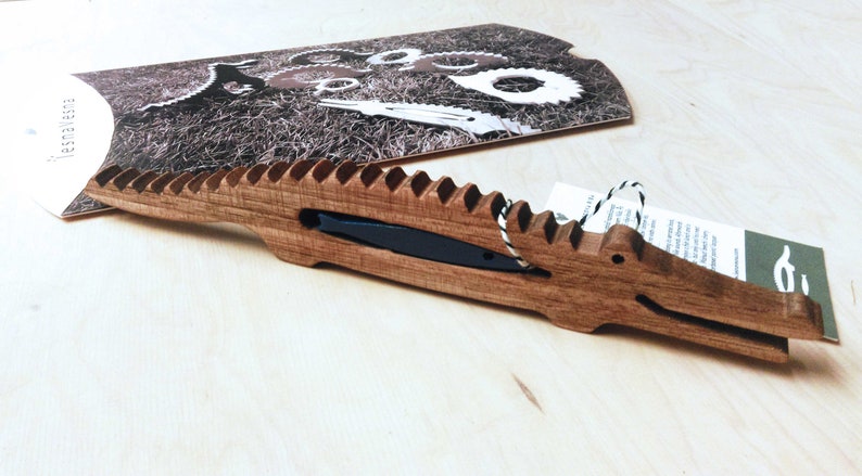 Natural walnut wood music instrument Crocodile & colored fish, personalized montessori or waldorf toy SIZE S image 6