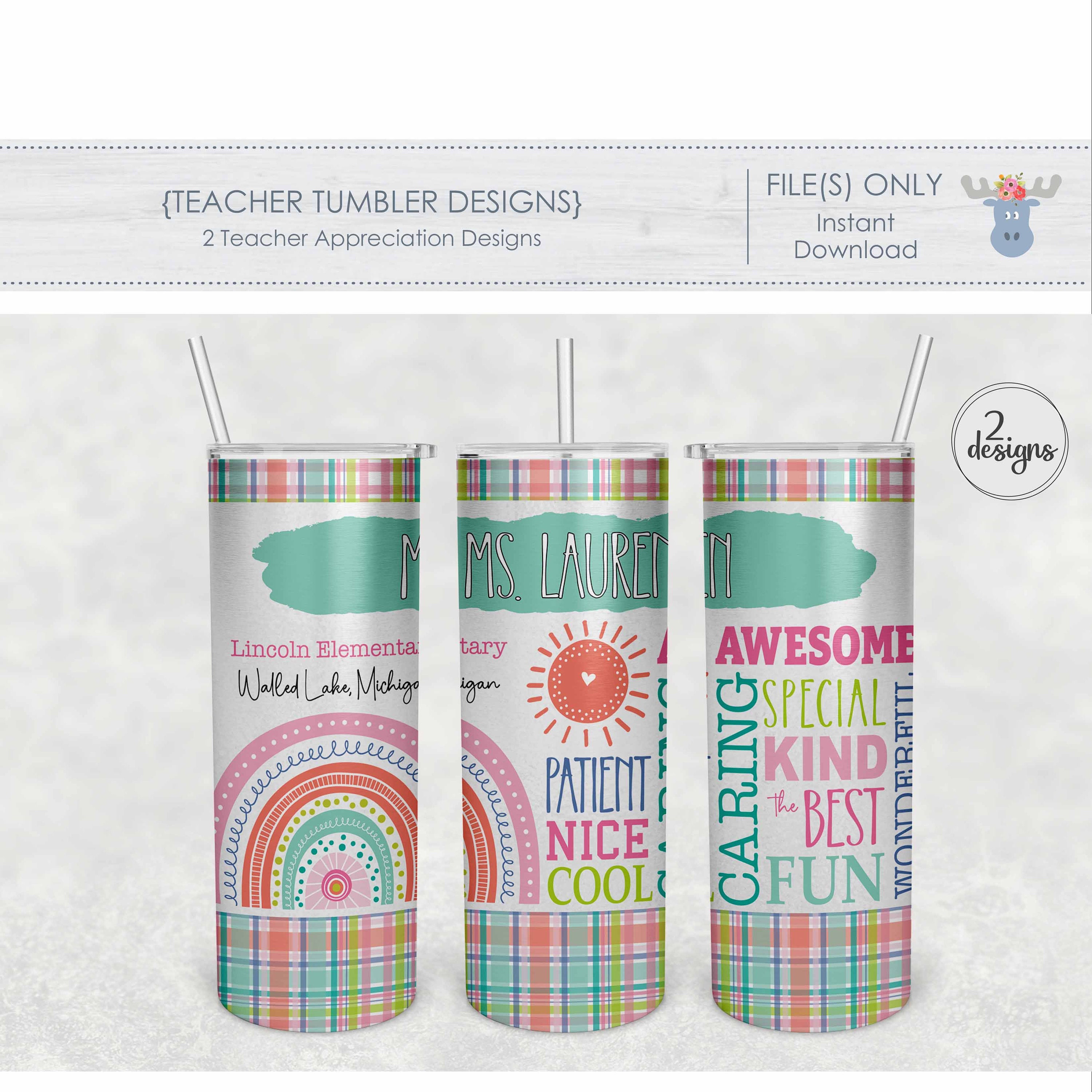 TEACHER APPRECIATION 2 Rainbow Tumbler Designs Qualities Kind, Fun, Caring  Sublimation Digital Download 20 Oz. Png File - Etsy