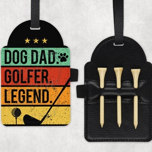 2 conceptions d'étiquettes de tee-shirt pour sac de golf DOG DAD ==> golf • golfeur • sortie de golf • mari, papa, légende • fichier de conception de sublimation en téléchargement numérique png