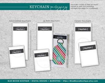 KEYCHAIN PACKAGING BUNDLE • Straight Top • Ready to Personalize • Lip Balm • Print & Cut Files or Hand-Trim • Template Sublimation File png