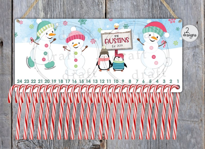 CANDY CANE COUNTDOWN 2 Christmas Designs Rectangle Board Etsy Canada