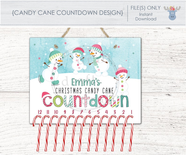 12DAY CANDY CANE Countdown 8.5x11friendly Snowman Design Etsy