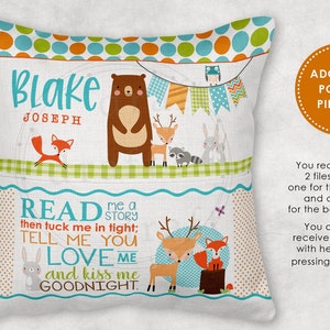 BABY • Book Pillow Design • 8"H Pocket • Woodland Animals • New Baby Gift • Sublimation File Design - png Files Digital Download