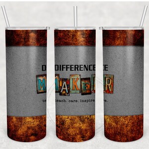 2 TEACHER Tumbler Designs • Difference Maker • Appreciation • Inspiring Teachers • Sublimation Digital Design 20 oz. png File