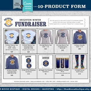 10 PRODUCT • Fundraiser Order Form Design • Canva-Editable • DIY 10-Up • Sales • PTA Flyer Templates • Digital Download Files png
