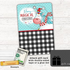 Whimsical CHRISTMAS Holiday Design • Magical Unicorn ==&gt; Fun Gift Card Holder • Sublimation Digital Download File PNG