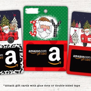 3 WEIHNACHTEN Urlaub Geschenkkarten Designs • Leopard Doodle Santa • Geldhalter • Geschenkkarte anhängen • Sublimation Digital Download Datei PNG