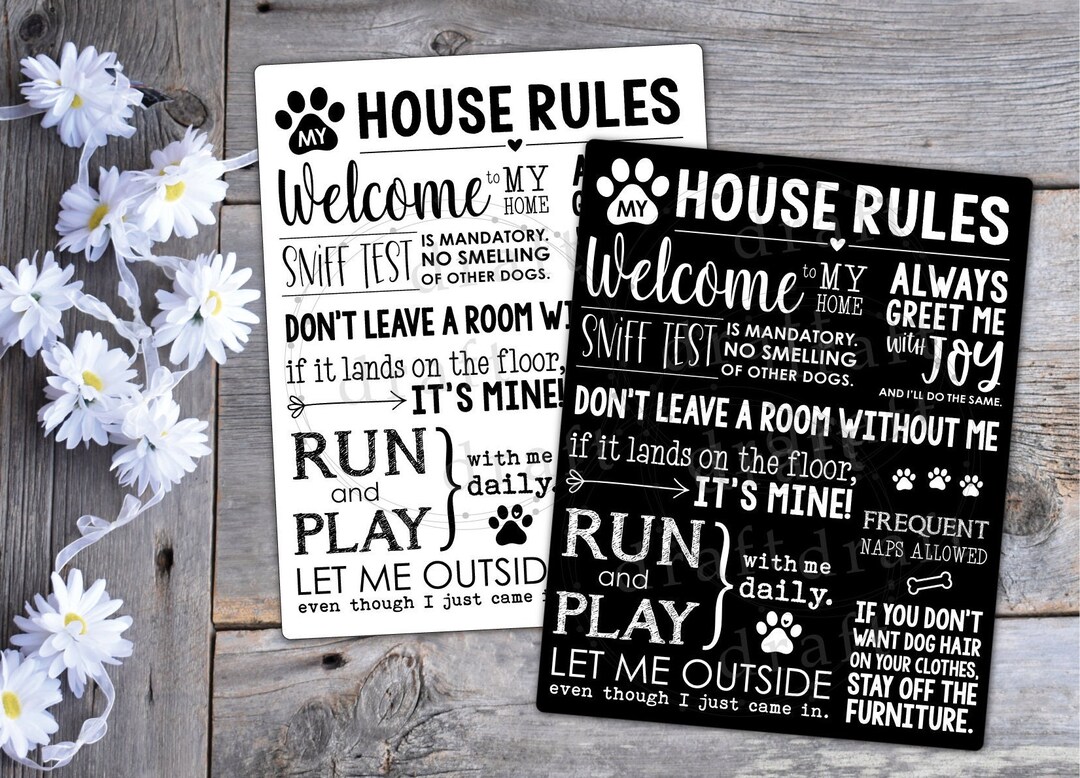 Dog Lover Sign 2 Designs Dog Rules, Dog's House Rules Board Sublimation