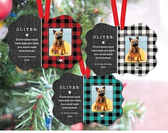 3 Dog Memorial Design Bundle • Buffalo Plaid Photo Cutouts • Benelux • Christmas Ornament Designs • Sublimation Digital Download File PNG
