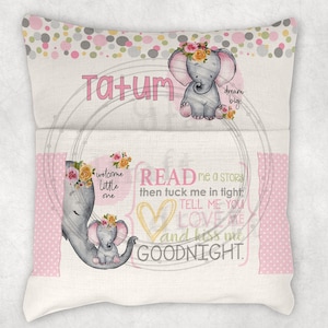 BABY • Book Pillow Design • 9&quot; Pocket • Elephant • Pink • New Baby Shower Gift • Sublimation png Files Digital Download