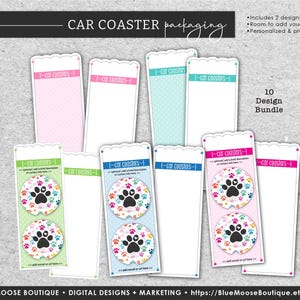 Pacote com 10 designs de embalagens para porta-copos de carro - Borda superior recortada • Duplas • Impressão e corte ou acabamento manual • Arquivo de modelo para sublimação png