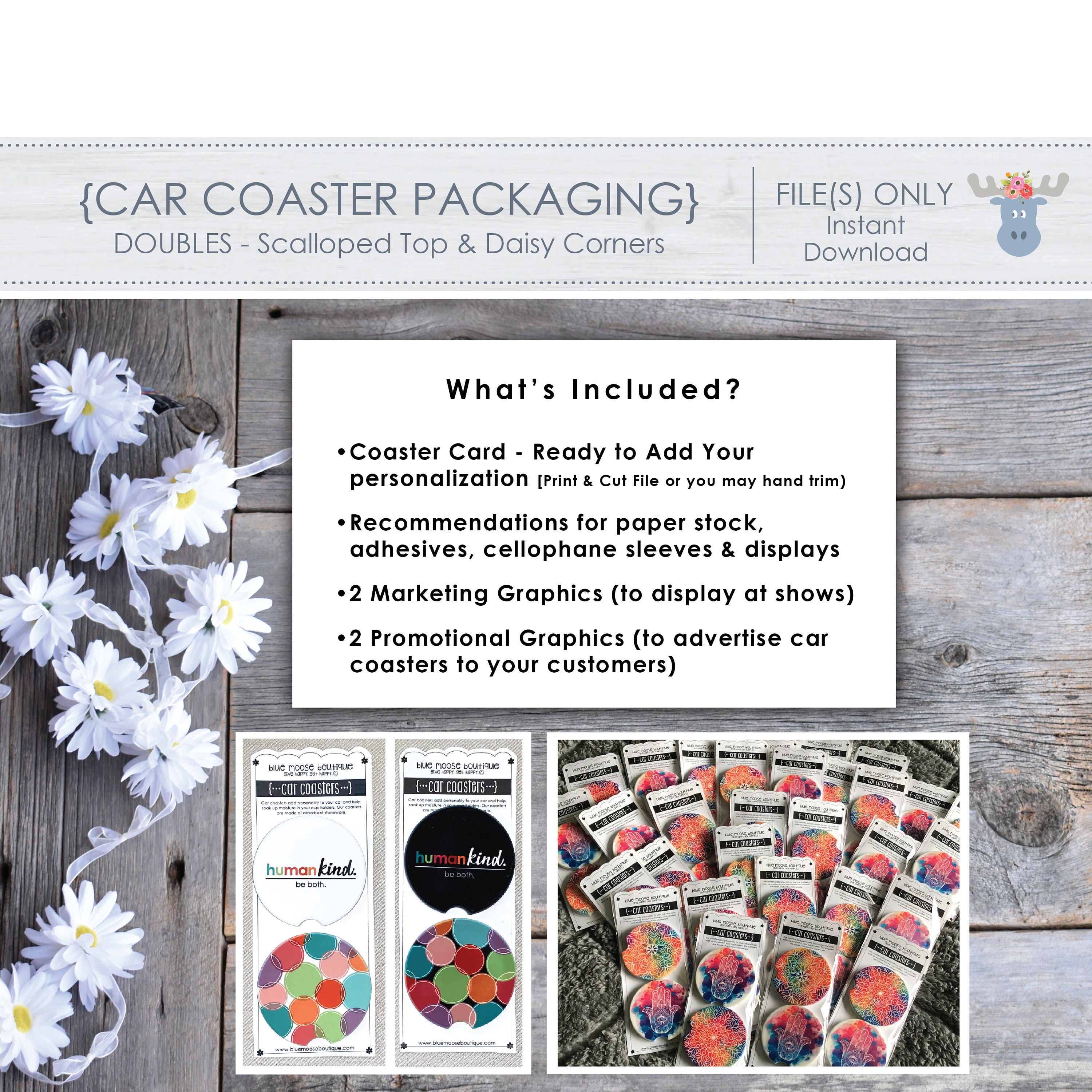  100 Pcs Car Coaster Packaging for Selling, Car Coaster