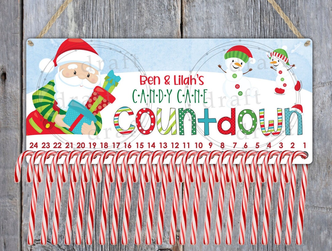 CANDY CANE COUNTDOWN Santa Claus Christmas Design Rectangle Board Sign