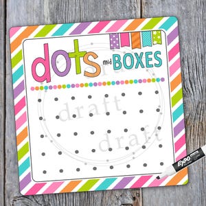 DOTS and BOXES Design • Whimsy • Square • 6x6 Game Boards Dry Erase • Digital Download • Sublimation png File