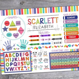 PRE-K Lerntafel • Laune - Lerntafel mit Alphabet-Zählung, Formen, Farben • Trocken abwischbar • Sublimationsdatei png Digital
