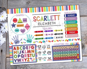 PRE-K Learning Board • Whimsy - Educational Board with Alphabet Counting, Shapes, Colors • Dry Erase • Sublimation File png Digital