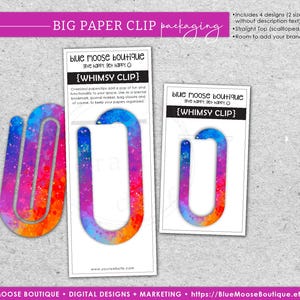 Grote PAPER CLIP VERPAKKING Ontwerpen • Rechte bovenkant • Extra grote paperclip • Sjabloon • Jumbo • Afdrukken en knippen of schaar • Sublimatiebestand, png