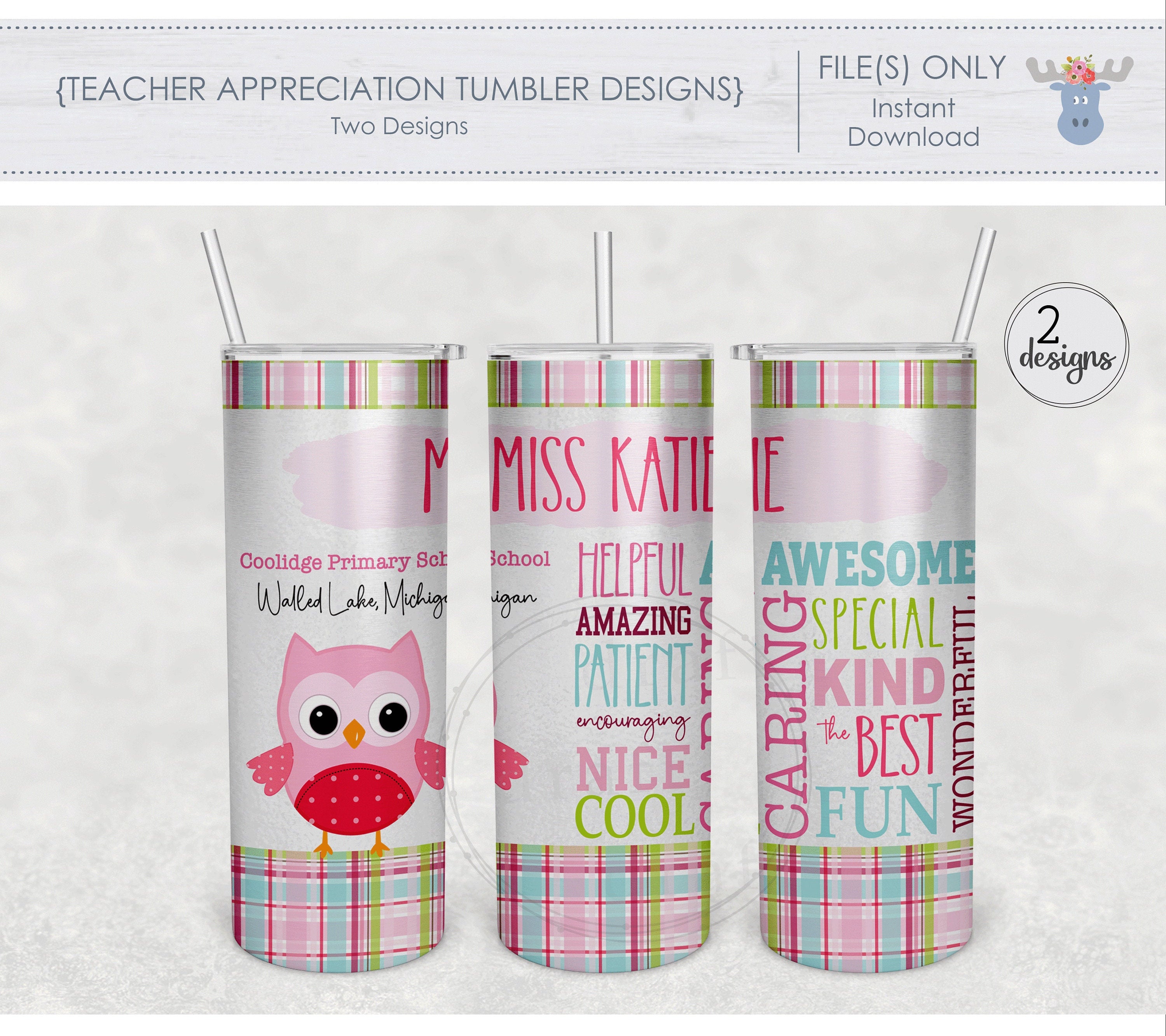 TEACHER APPRECIATION 2 Owl Tumbler Designs Qualities Kind, Caring  Sublimation Digital Download 20 Oz. Png File - Etsy