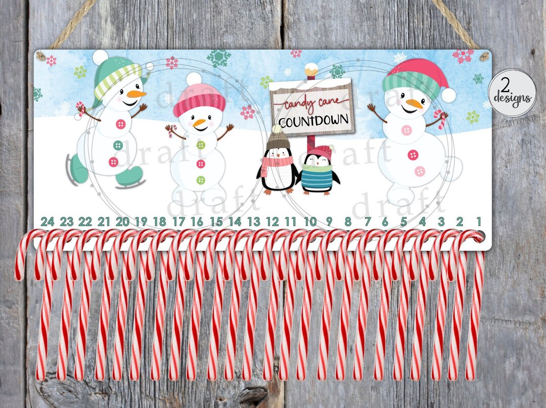 CANDY CANE COUNTDOWN 2 Christmas Designs Rectangle Board Sign Candy