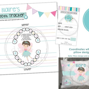 TOOTH TRACKER + RICEVUTA • Stampa su carta per accompagnare il cuscino della fata dei denti • Lista di controllo • File stampabile scaricabile digitalmente png
