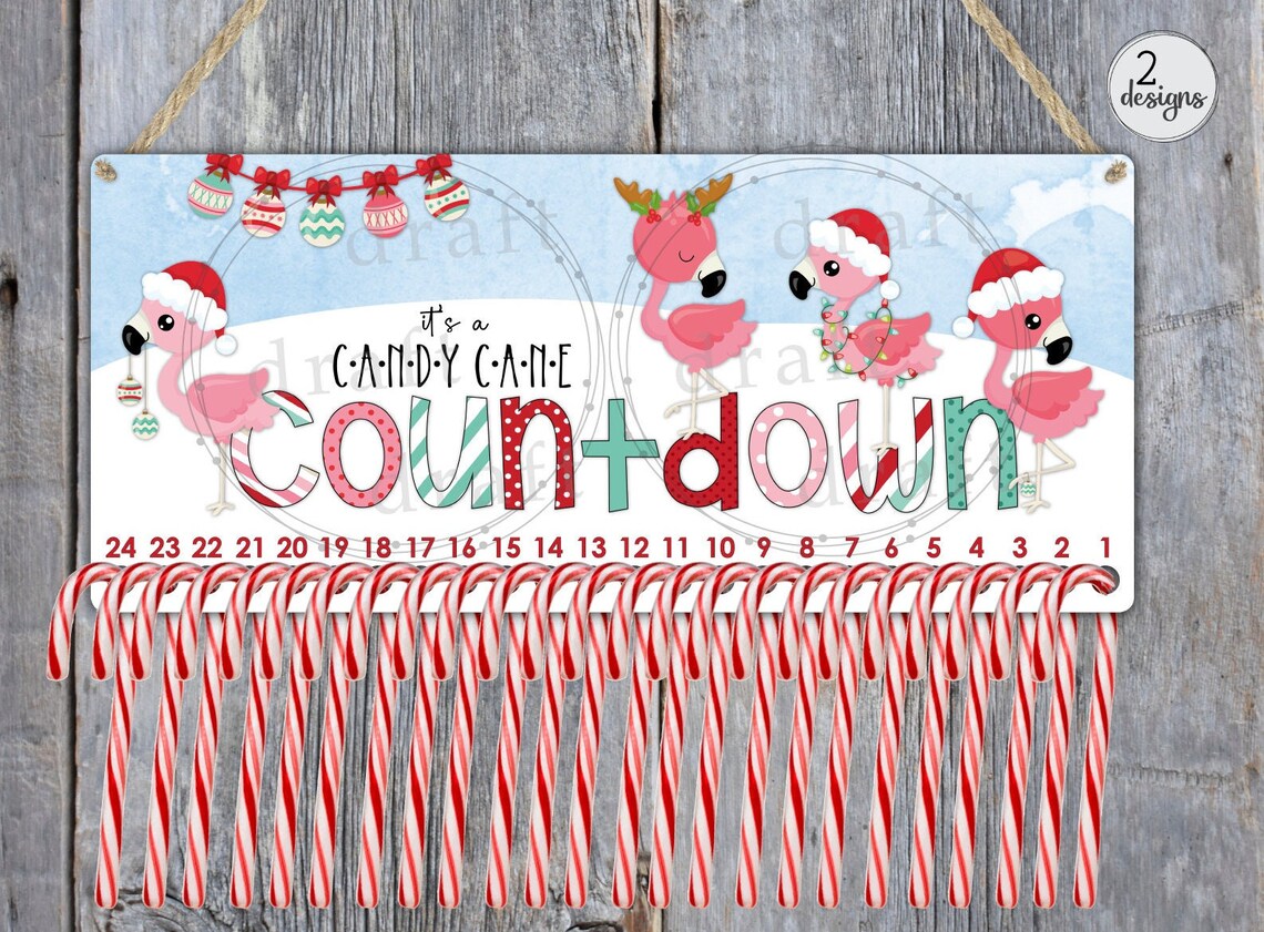 CANDY CANE COUNTDOWN 2 Flamingo Christmas Designs Etsy