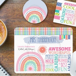 Ensemble de tapis de souris pour bureau TEACHER Appreciation Designs • 3 fichiers à coordonner • Sous-verres • Tapis de souris • Fichier de sublimation à téléchargement numérique png