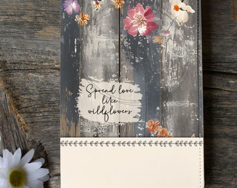 2 Watercolor Floral Journal Designs • Flowers • Rustic Wood Daily Positivity Gratitude • Personalize • Digital Download Sublimation File png