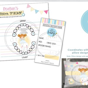 TOOTH TRACKER + RICEVUTA • Stampa su carta per accompagnare il cuscino della fatina dei denti • Lista di controllo • Download digitale File stampabile png