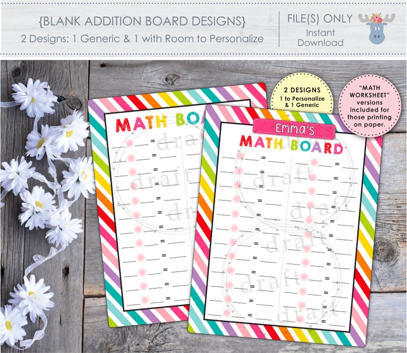 Blank Pages Math Designs Blank MATH • 4 Boards/worksheet Designs • Blank Practice Boards ...