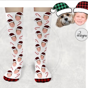 Weihnachtssocken-Design • Buffalo Plaid • Gesicht hinzufügen • Sublimations-Designs • png-Datei (en) • Digitaler Download