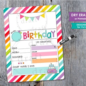 GEBURTSTAG BOARD -- Foto Fotoaufnahme Tafel • Inkl kanadische Version • Trocken abwischbare Tafeln • Fun • Digitaler Download • Sublimationsdatei png