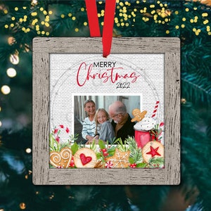 2 Beautiful Evergreen & Sweets Ornament Design • With Photo Cutouts • Square • Download Template Sublimation Designs - png