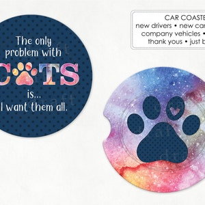 CAT Lover - 2 Designs ==&gt; The Only Problem With Cats is I Want Them All • Navy • Keychains, Car Coasters • Template Sublimation Files pngs
