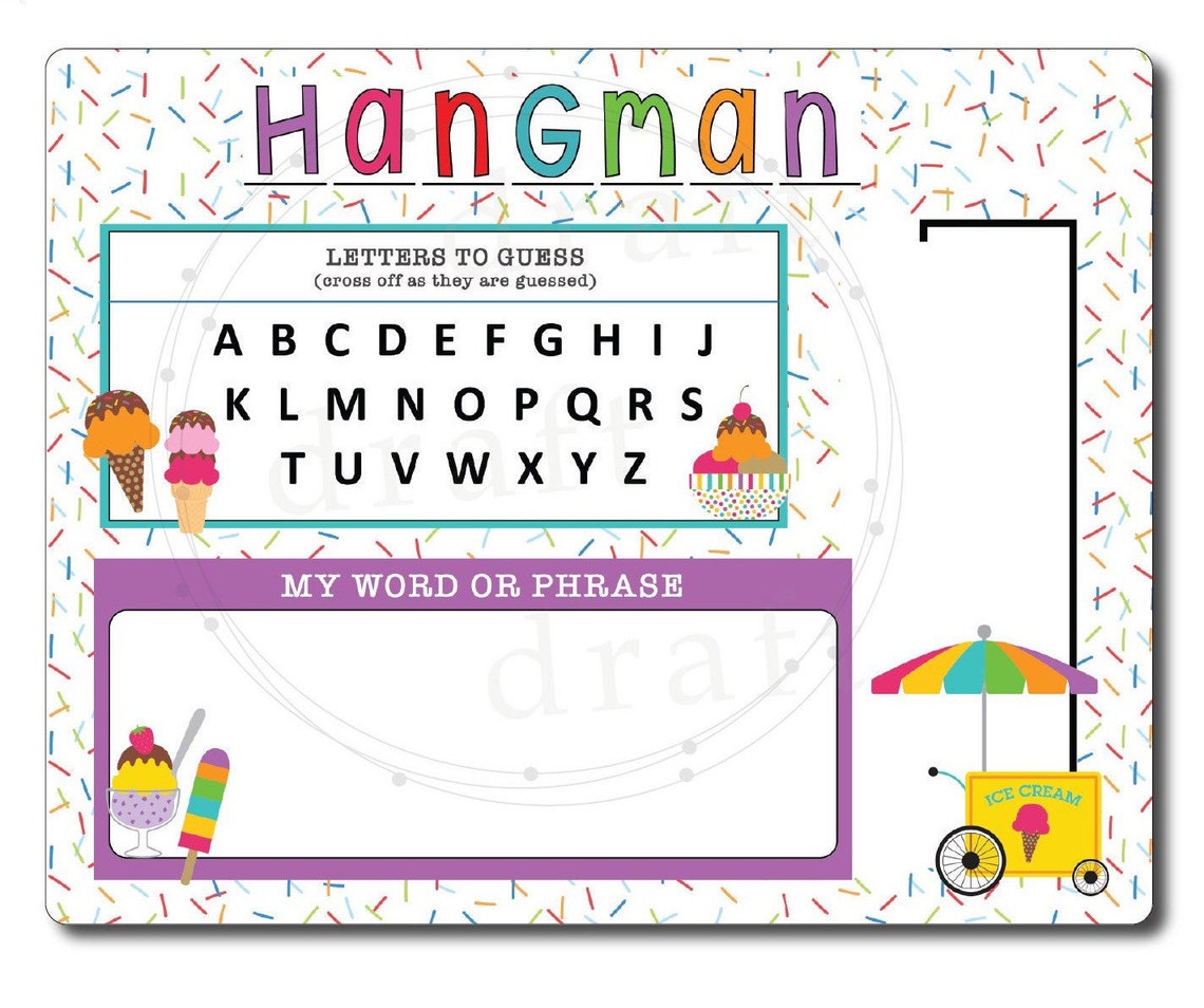 HANGMAN Family board Game Created as Dry Erase Etsy