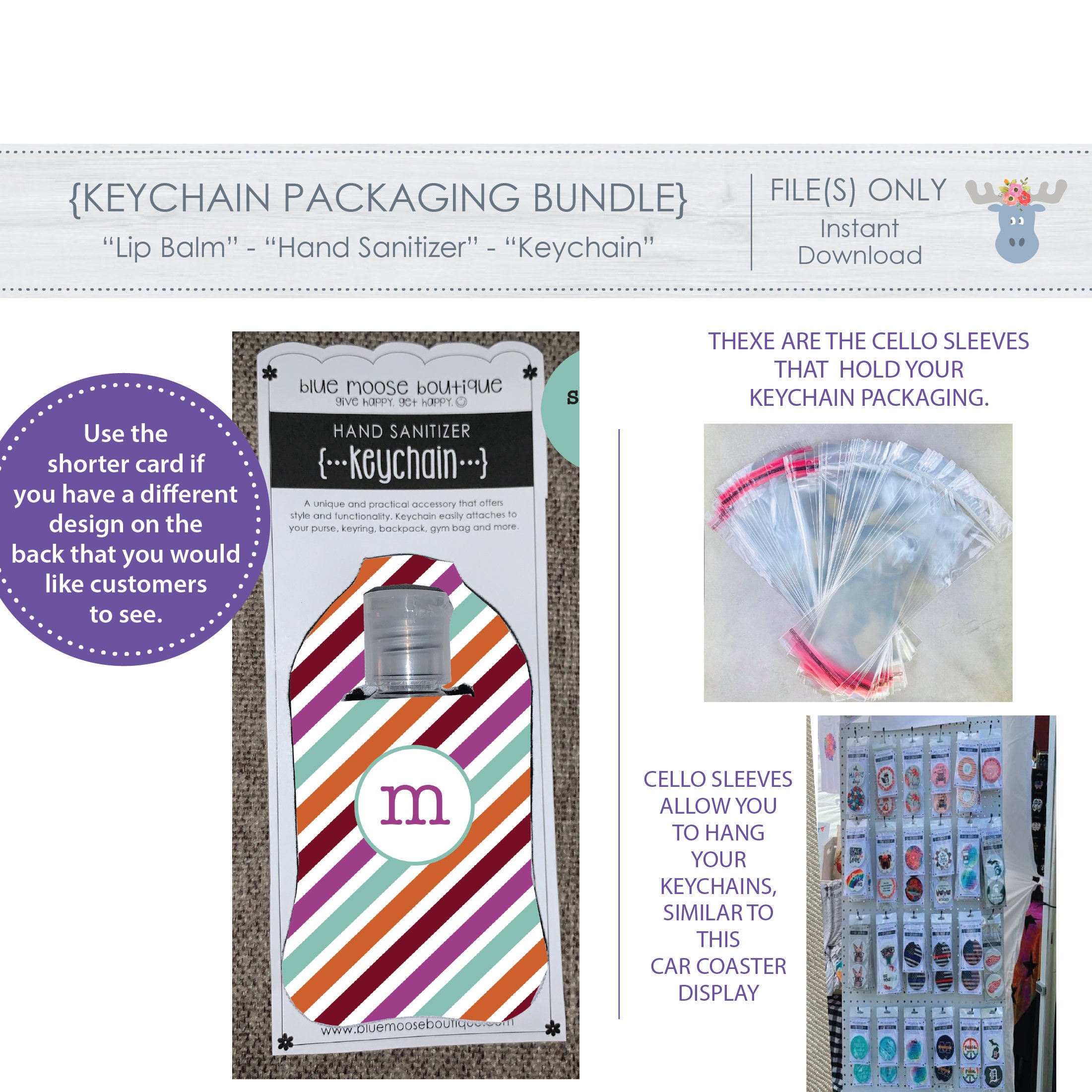KEYCHAIN PACKAGING BUNDLE Template Ready for You to Etsy